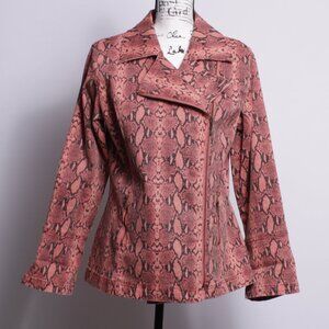 Vintage DG2 by Diane Gilman Pink Snake print Denim Jacket, Size M